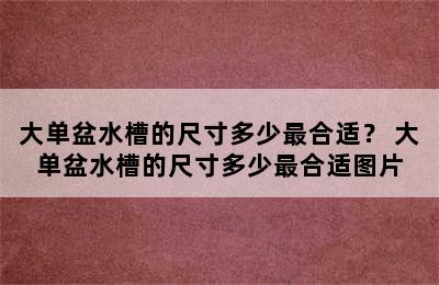 大单盆水槽的尺寸多少最合适？ 大单盆水槽的尺寸多少最合适图片